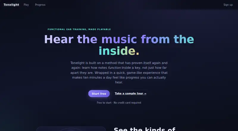 Tonelight's website