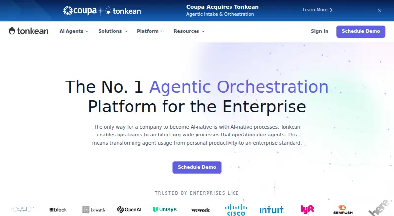 Tonkean Vendor Onboarding Automation's website