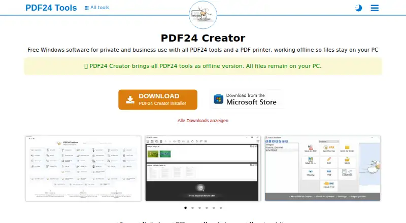 PDF24 Creator's website