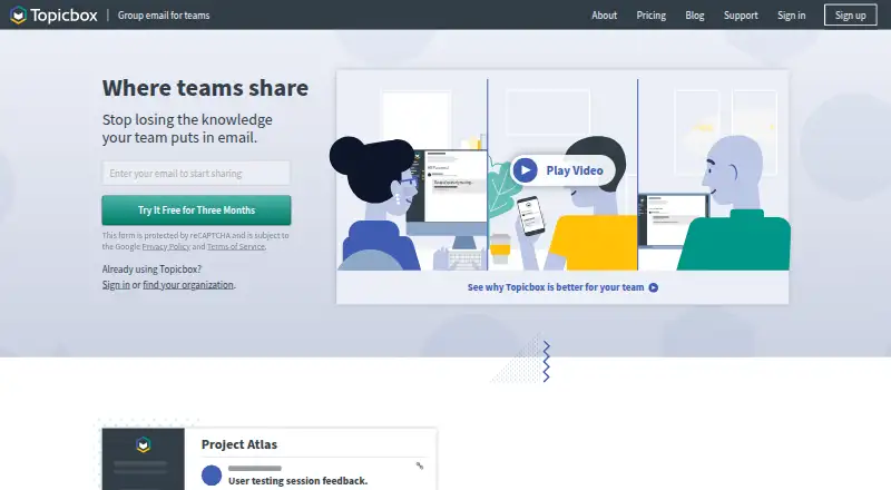Topicbox's website