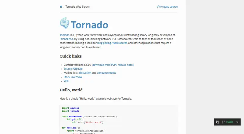 Tornado's website