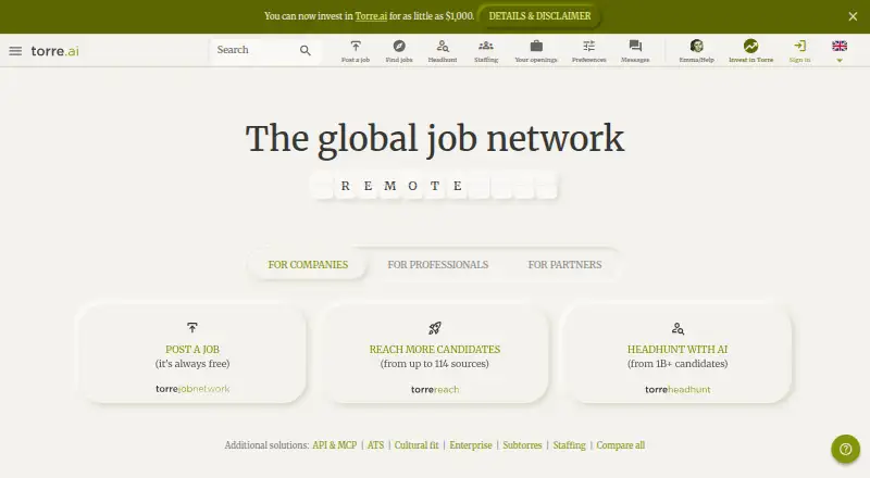 Torre.ai's website
