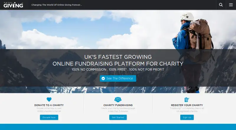 TotalGiving's website