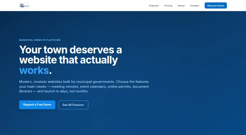 The TownWebsite homepage
