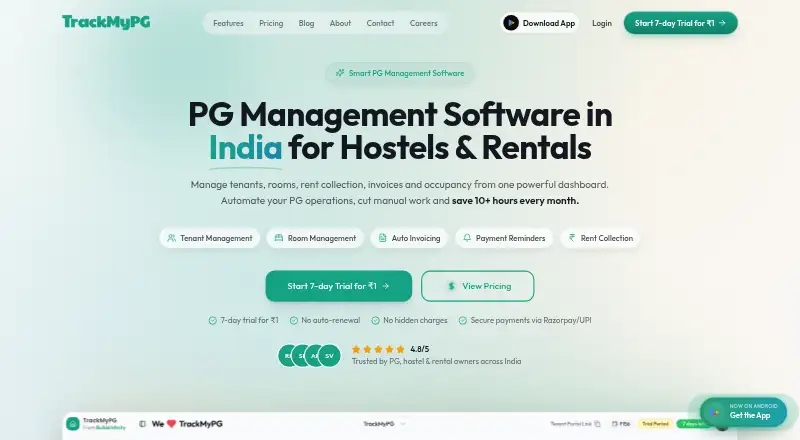 TrackMyPG's website