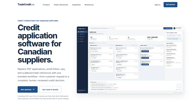 TradeCredit.ca's website