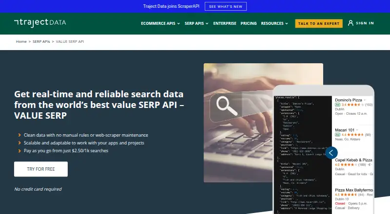 ValueSERP's website