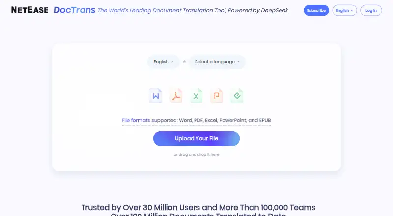 Youdao Document Translation's website