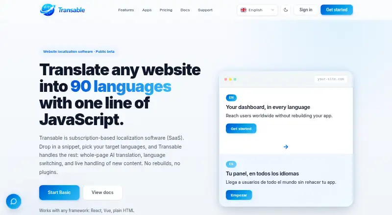 Transable's website