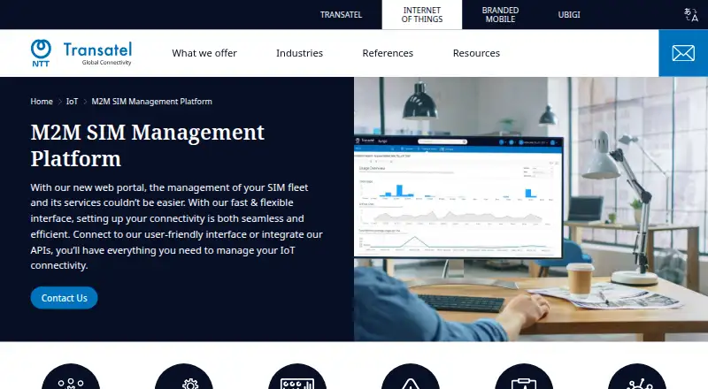 Transatel M2M SIM Management Platform's website