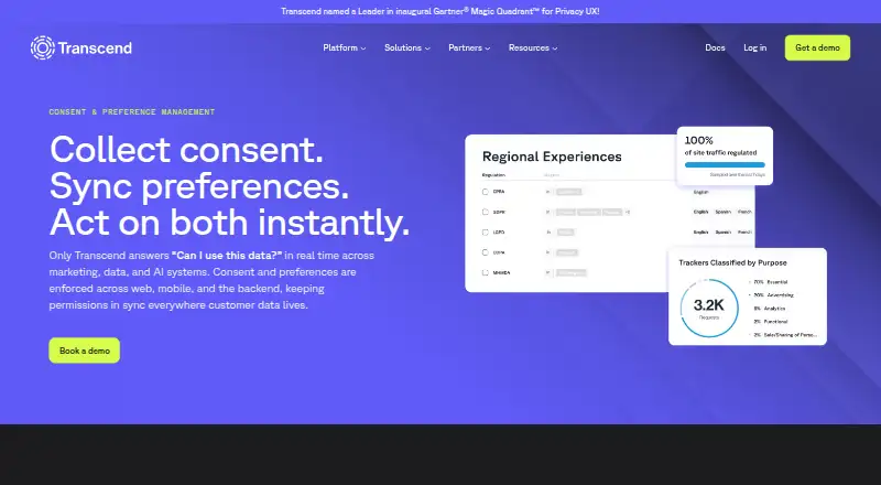 Transcend Consent's website