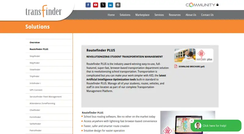 Transfinder Routefinder PLUS's website