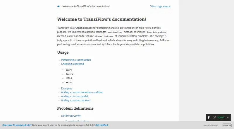 The TransiFlow homepage
