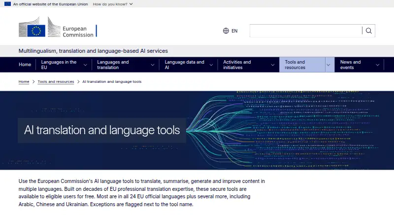 eTranslation's website