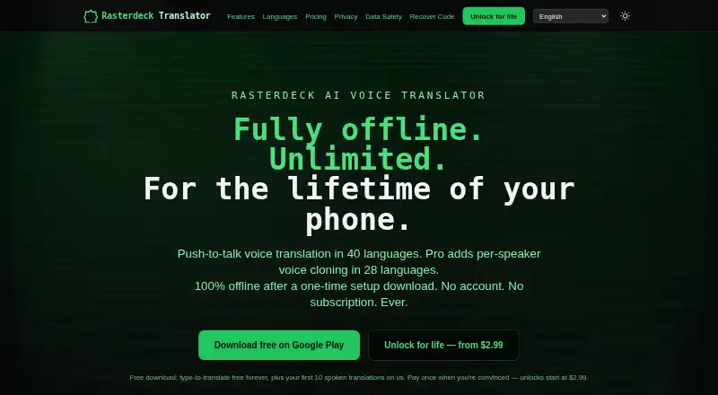 Rasterdeck Translator's website