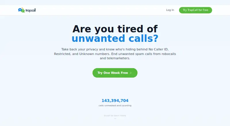 TrapCall's website