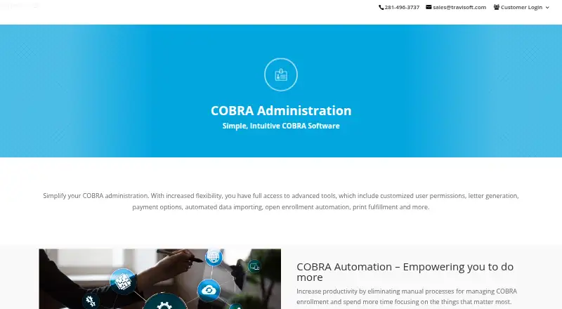 Travisoft COBRA Administration's website