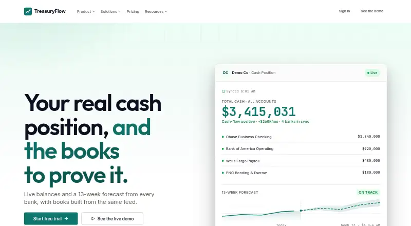 TreasuryFlow's website