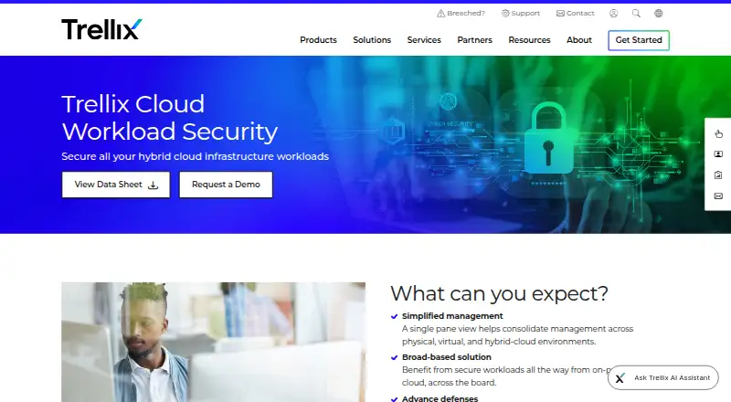 Trellix Cloud Workload Security's website