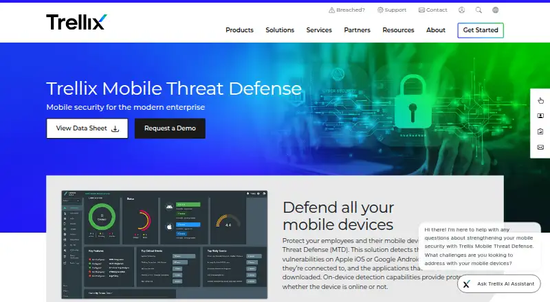 Trellix Mobile Threat Defense's website