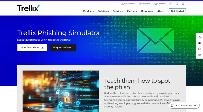 Trellix Phishing Simulator's website