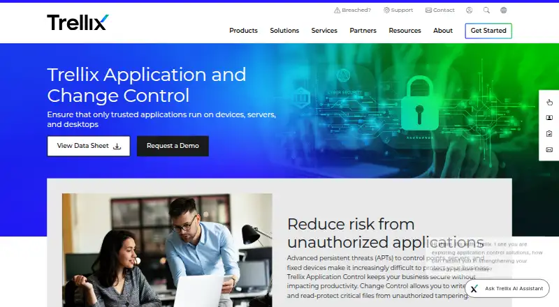 Trellix Application and Change Control's website