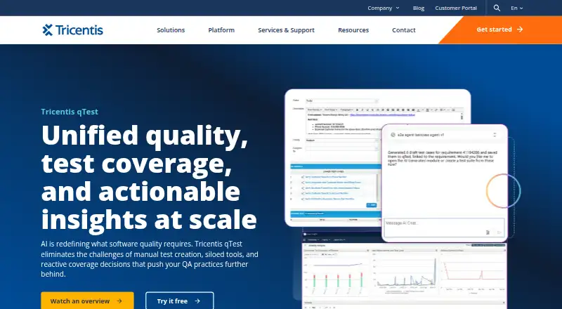 Tricentis qTest's website