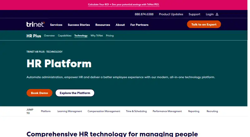 The TriNet Zenefits (TriNet HR Platform) homepage