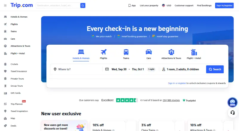 TripGenie's website