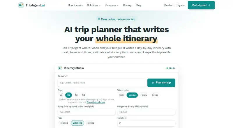 TripAgent.ai's website