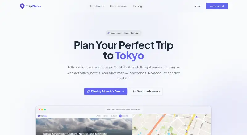 TripPlano's website