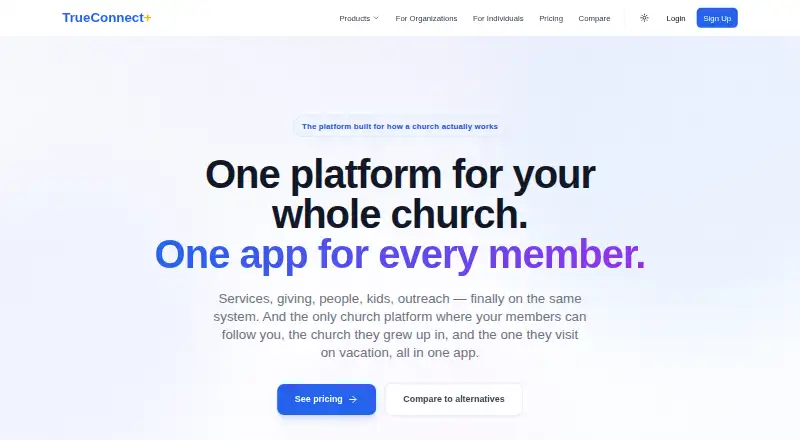 The TrueConnect+ homepage