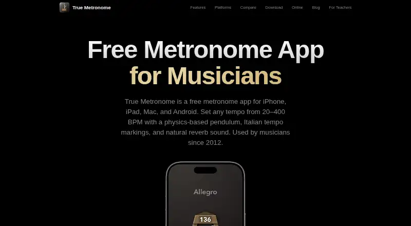 True Metronome's website