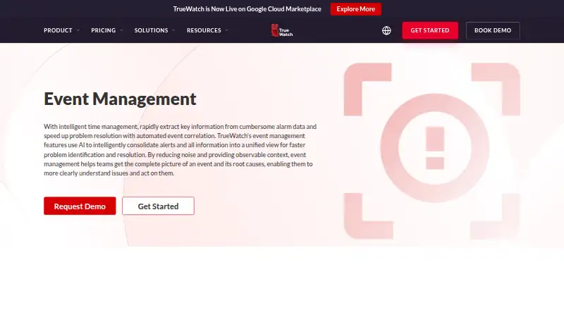 TrueWatch Event Management's website