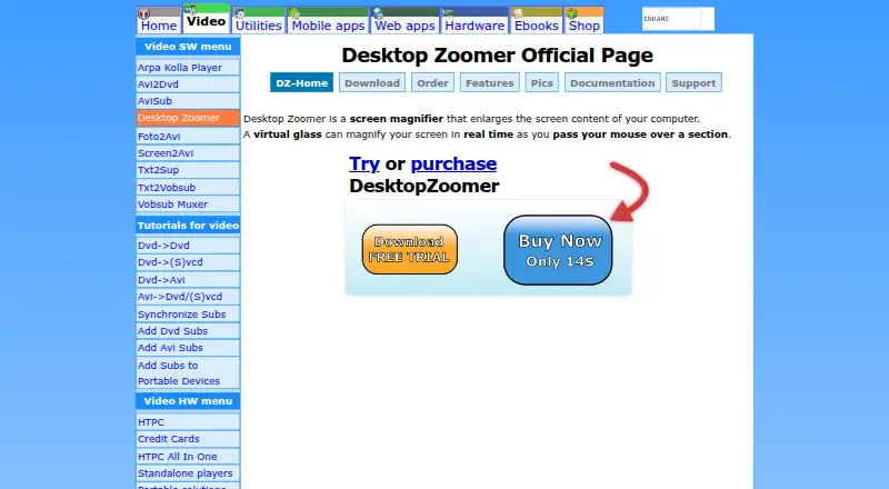 Desktop Zoomer's website