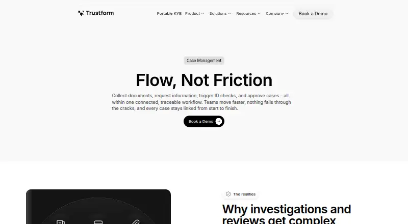 The Trustform Case Management homepage