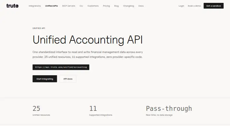 Truto Accounting API's website