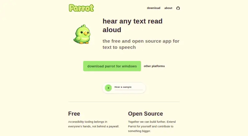 The Parrot homepage