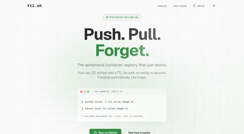 The ttl.sh homepage