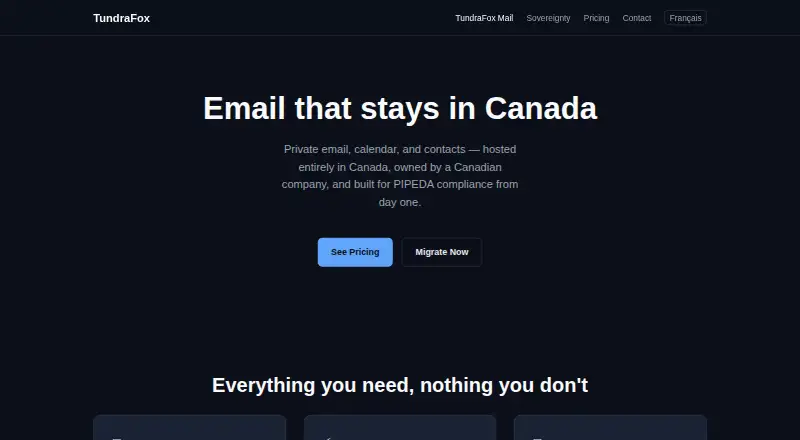 TundraFox Mail's website