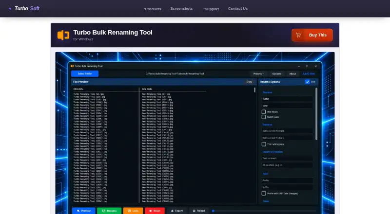 The Turbo Bulk Renaming Tool homepage