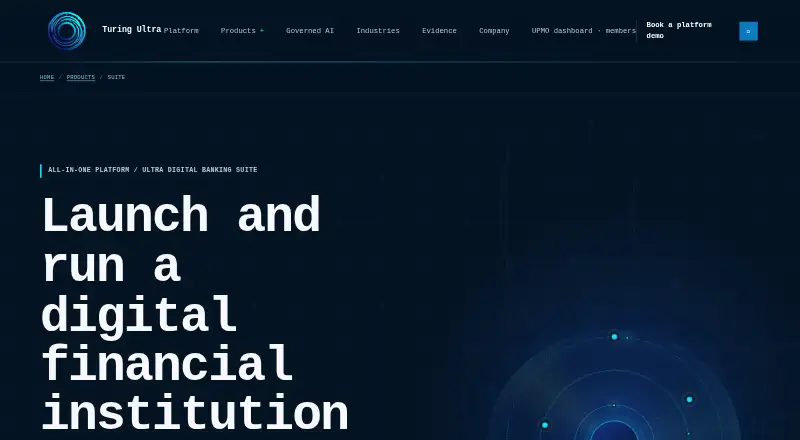 Turing Ultra Digital Banking Suite's website