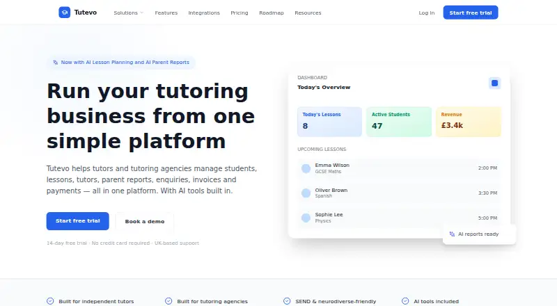 Tutevo's website