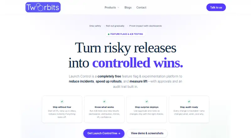 The Launch Control homepage