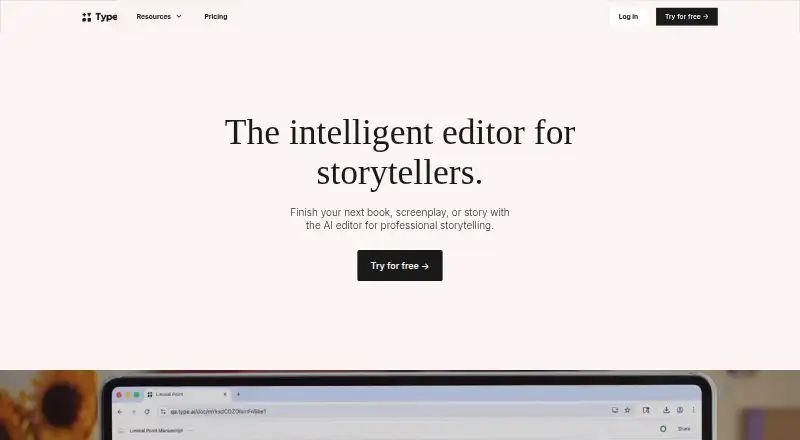 The Type.ai homepage