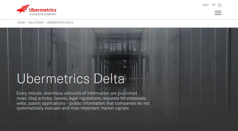 The Ubermetrics Delta homepage