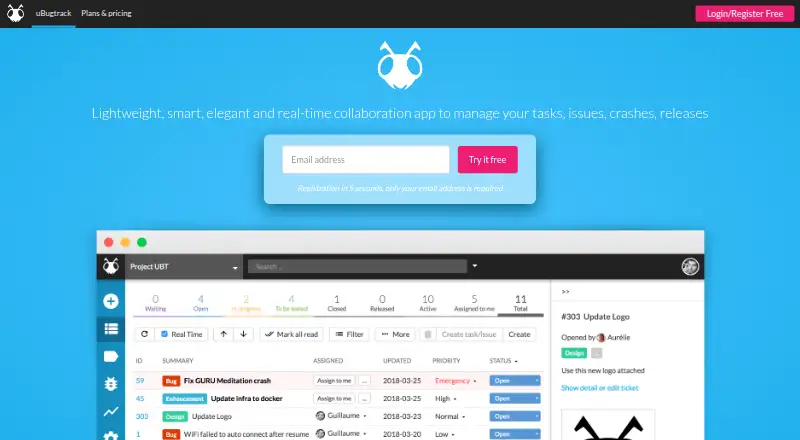 uBugtrack's website