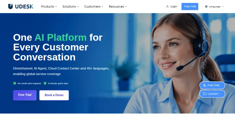 Udesk AI Agent's website