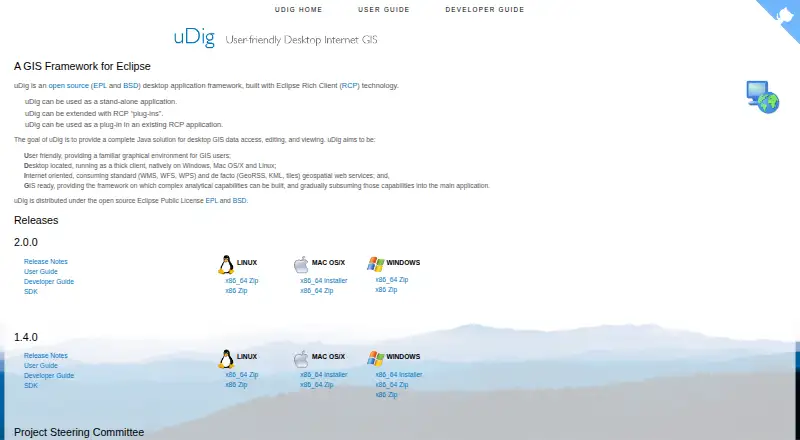 The uDig homepage