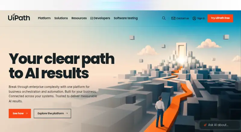 UiPath Agentic Automation's website